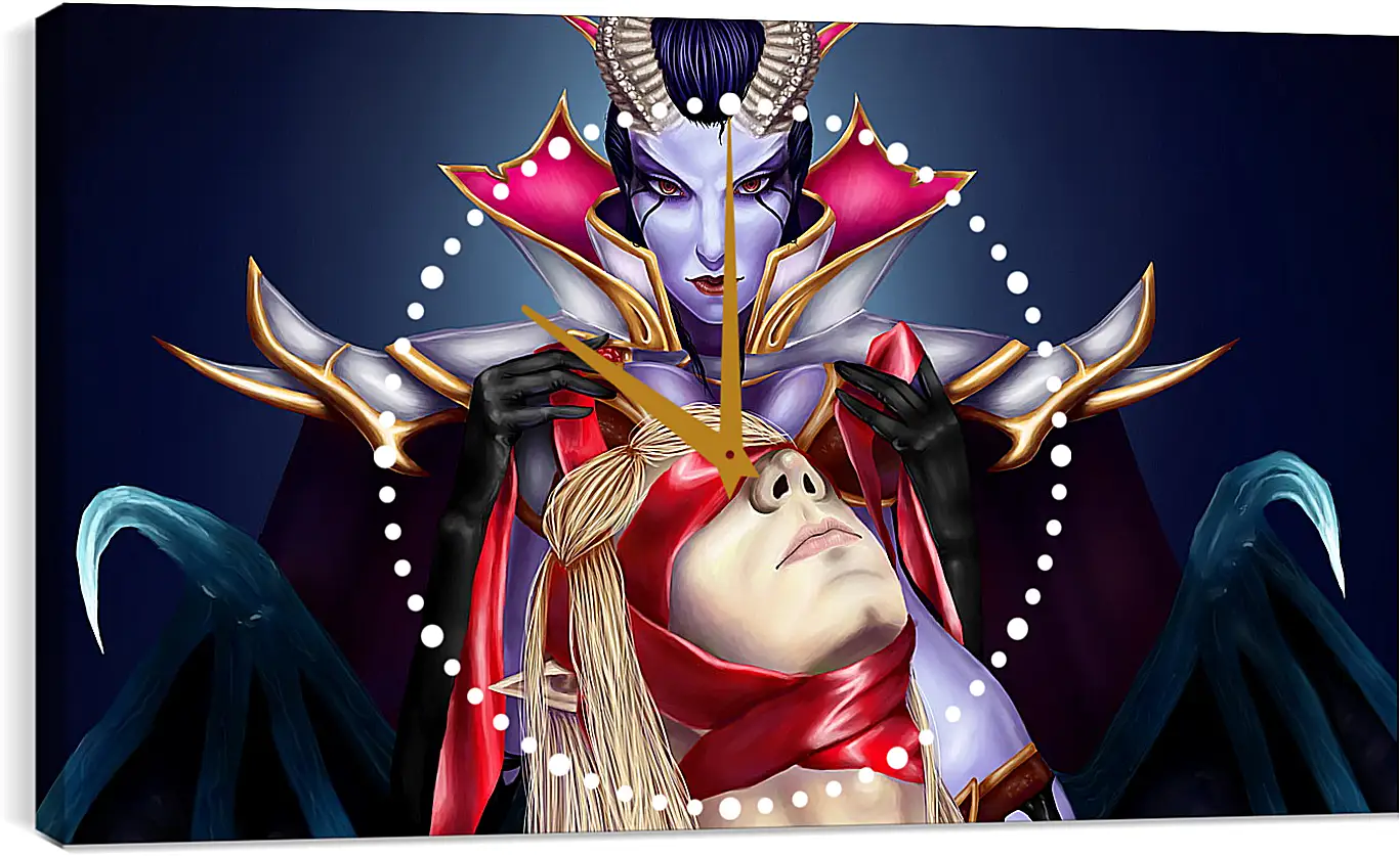 Часы картина - queen of pain, invoker, dota 2