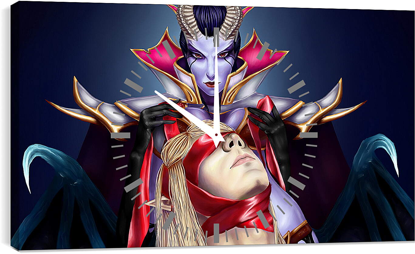 Часы картина - queen of pain, invoker, dota 2