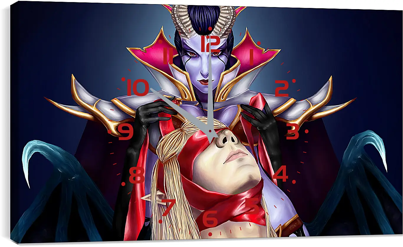 Часы картина - queen of pain, invoker, dota 2