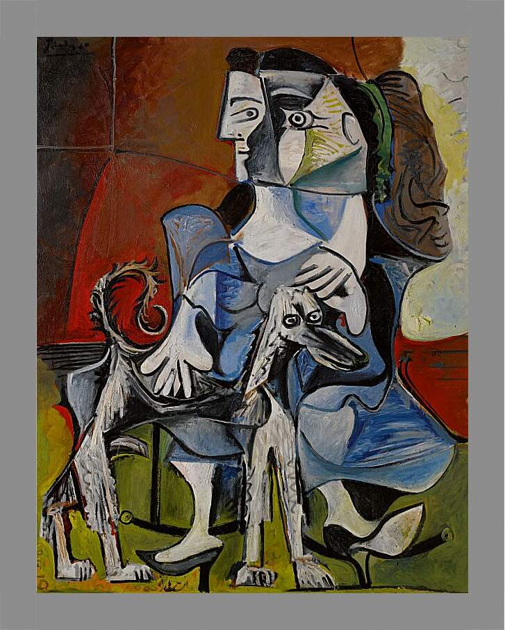 Картина в раме - Femme au Chien. Пабло Пикассо
