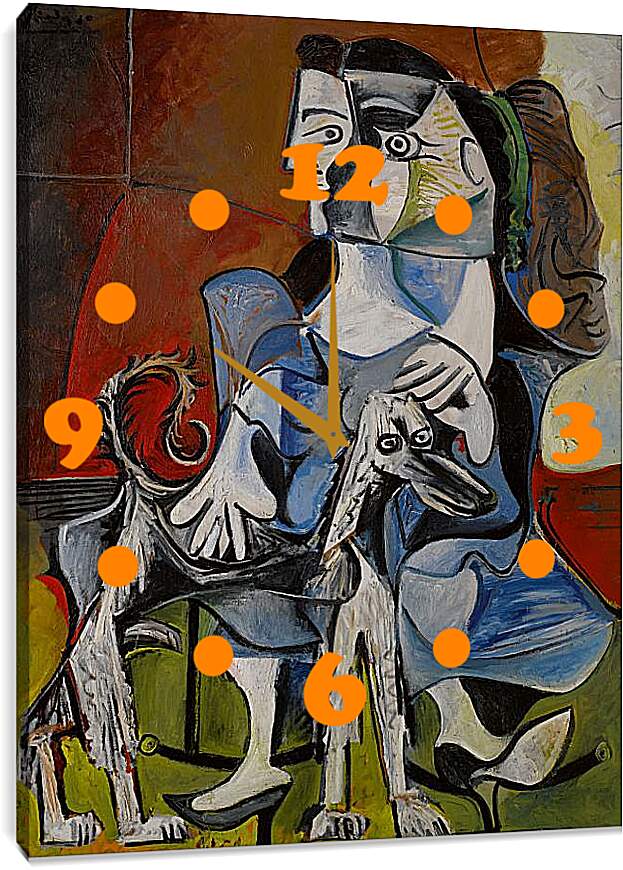 Часы картина - Femme au Chien. Пабло Пикассо
