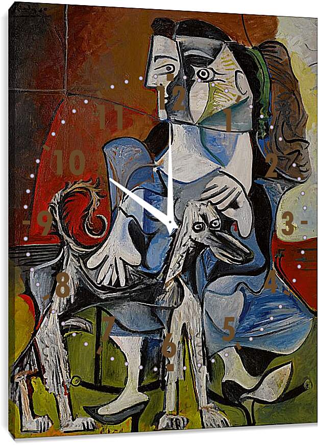 Часы картина - Femme au Chien. Пабло Пикассо
