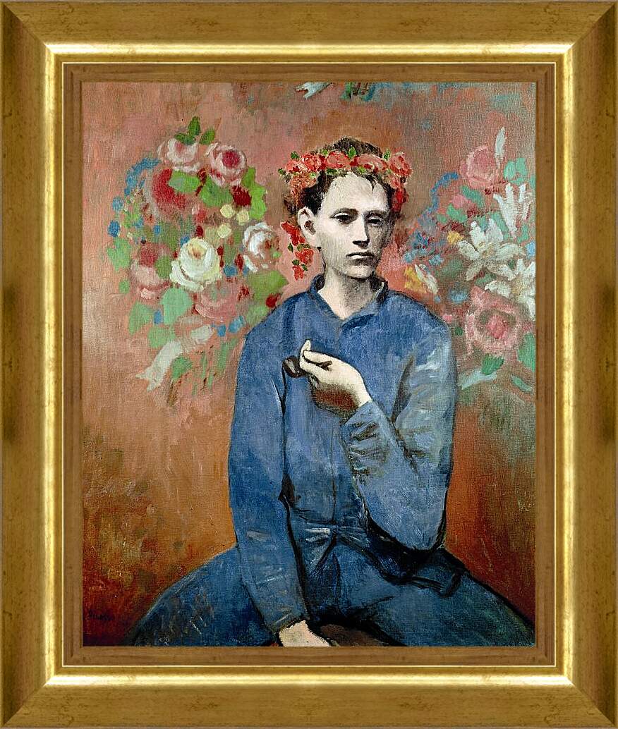 Картина в раме - Мальчик с трубкой. Пабло Пикассо
