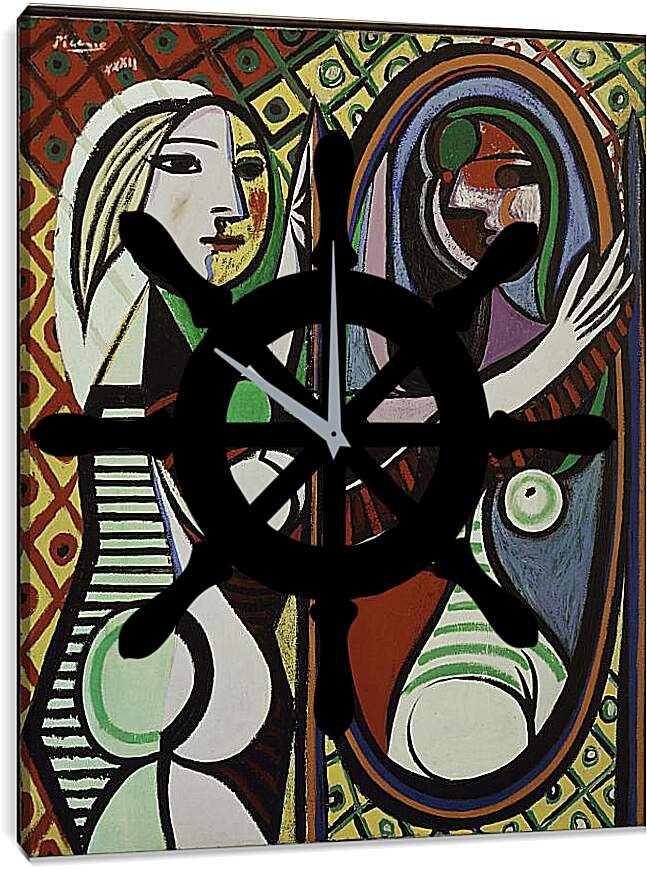 Часы картина - Девушка перед зеркалом. Пабло Пикассо
