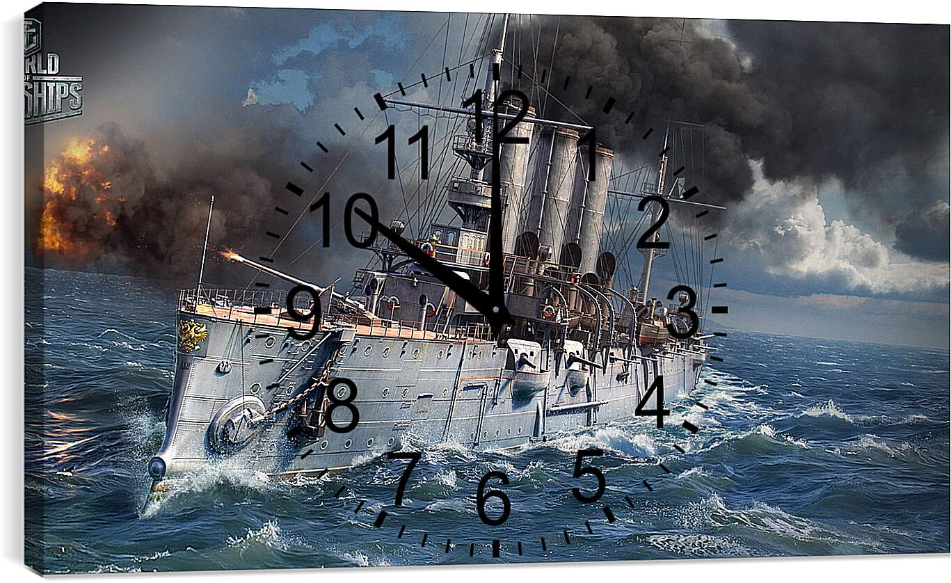 Часы картина - world of warships, ship, sea