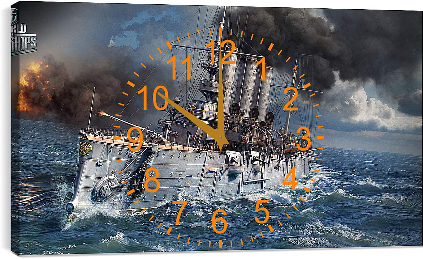 Часы картина - world of warships, ship, sea