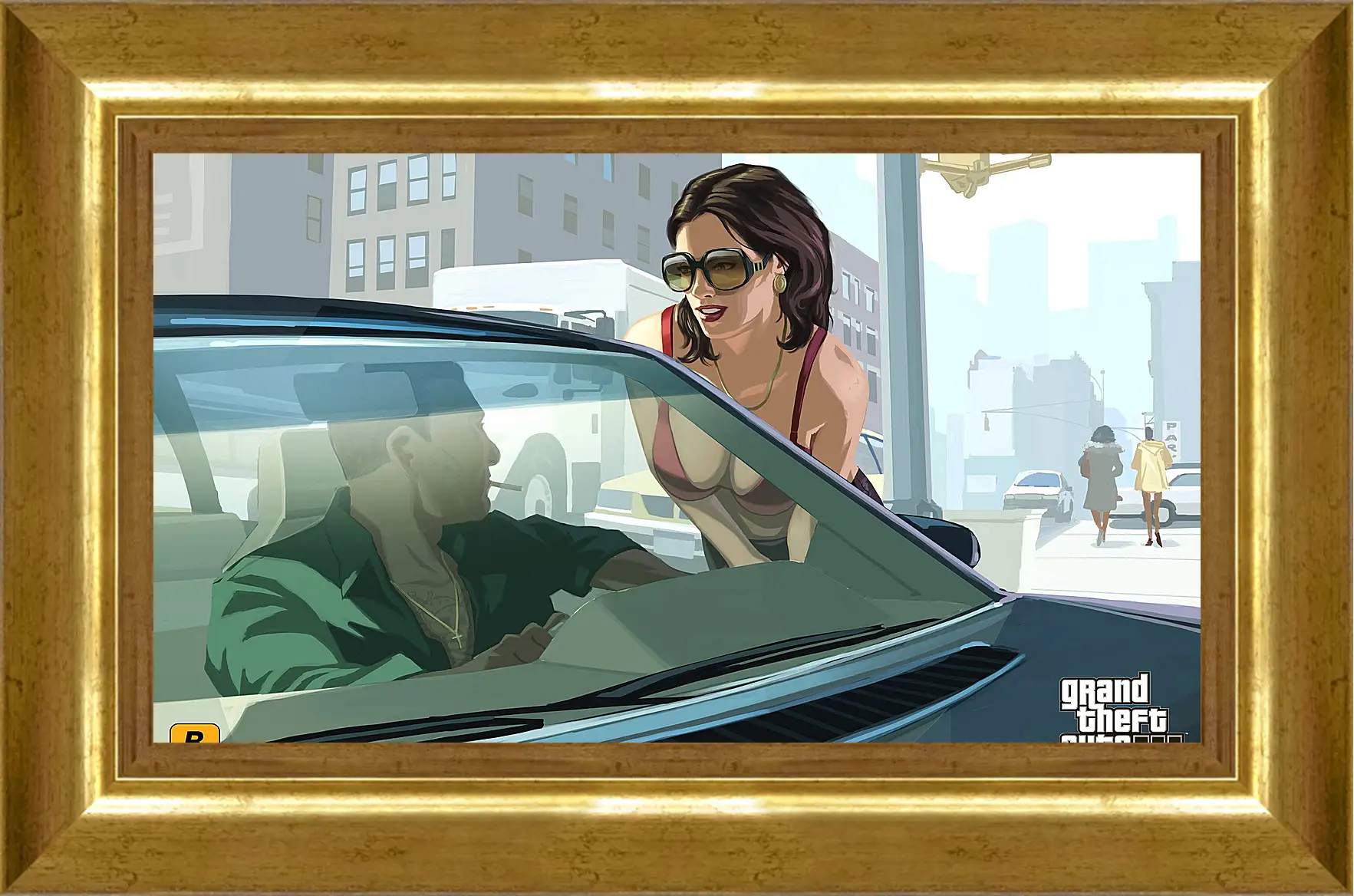 Картина в раме - gta 4, girl, car
