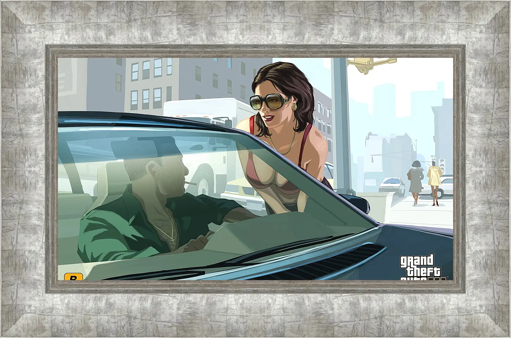 Картина в раме - gta 4, girl, car
