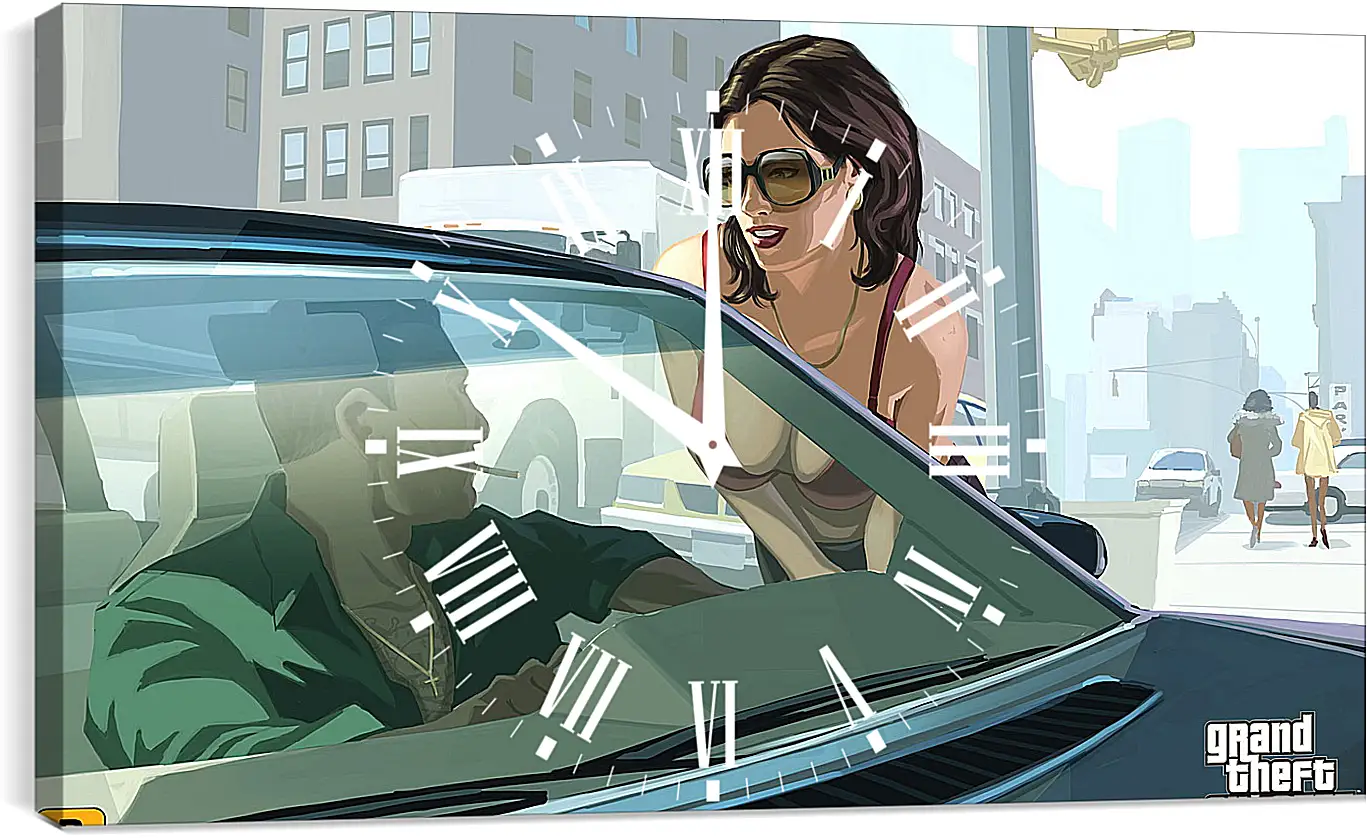 Часы картина - gta 4, girl, car
