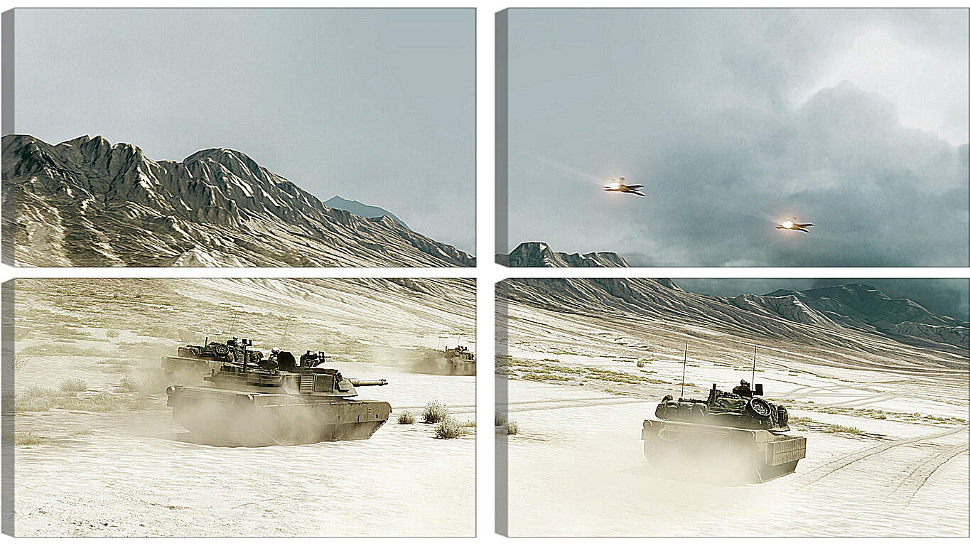 Модульная картина - battlefield, tanks, mountains