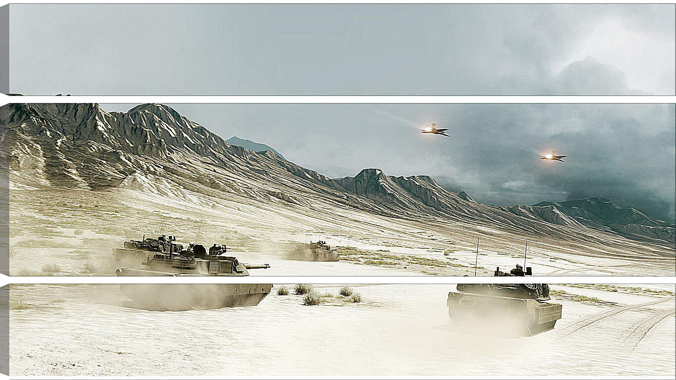 Модульная картина - battlefield, tanks, mountains