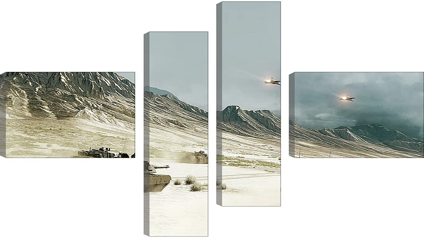 Модульная картина - battlefield, tanks, mountains