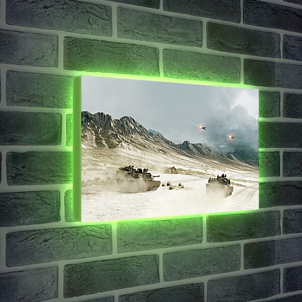 Лайтбокс световая панель - battlefield, tanks, mountains