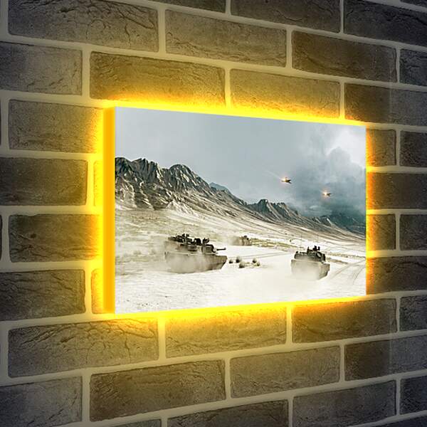 Лайтбокс световая панель - battlefield, tanks, mountains