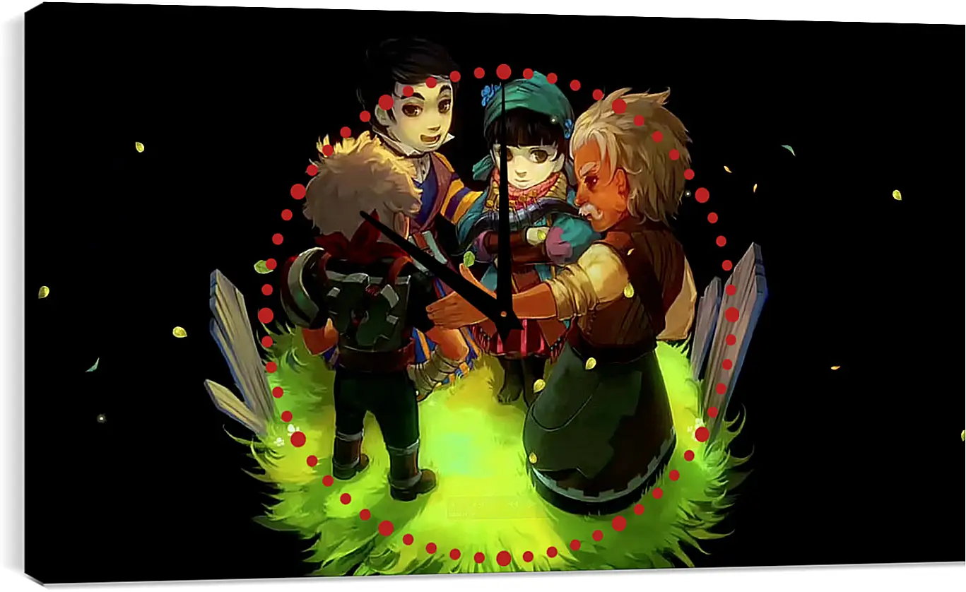 Часы картина - bastion, characters, grass
