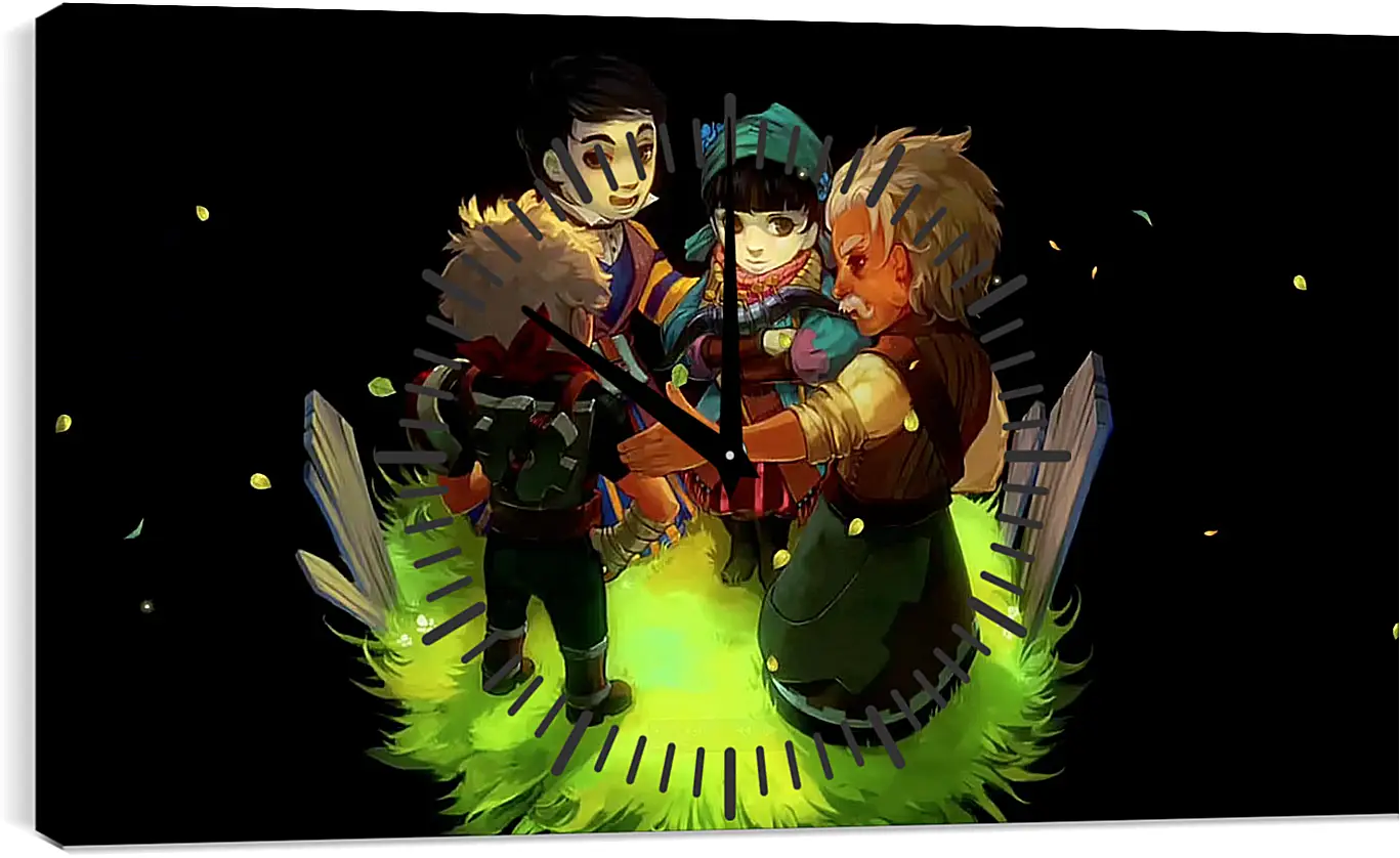 Часы картина - bastion, characters, grass
