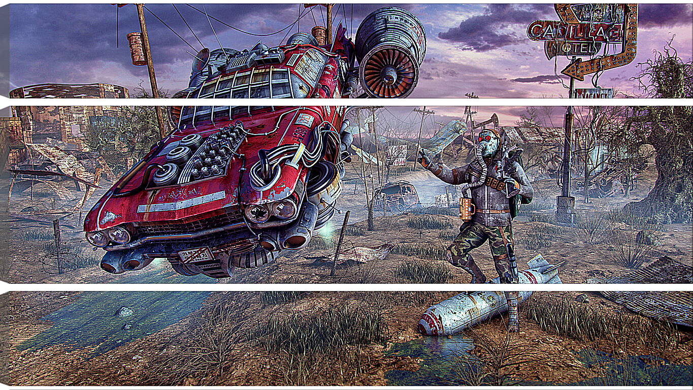 Модульная картина - fallout, wasteland, cars