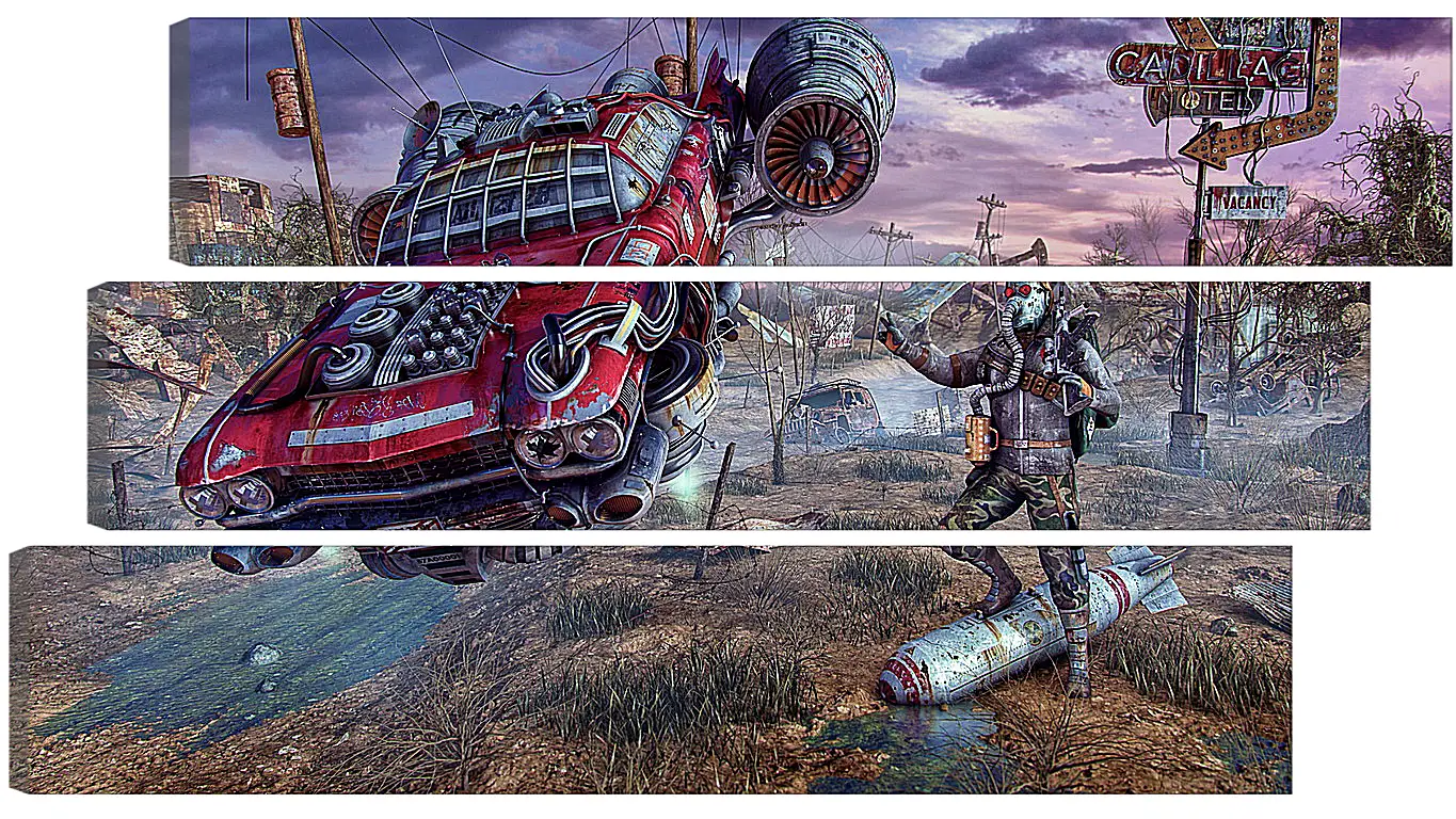 Модульная картина - fallout, wasteland, cars