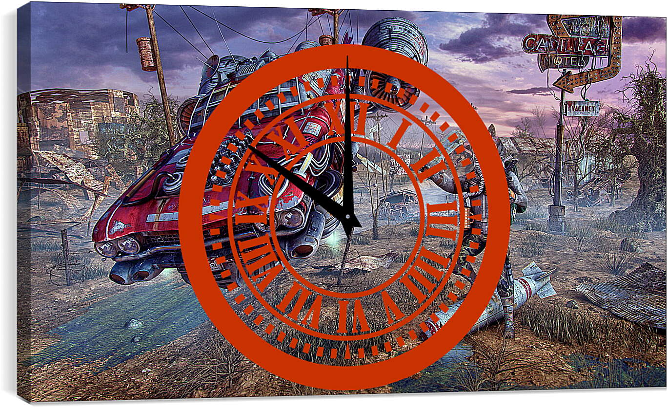 Часы картина - fallout, wasteland, cars