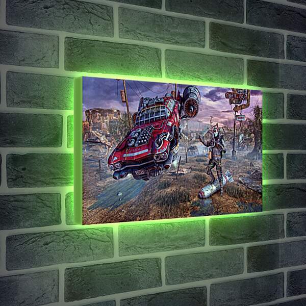 Лайтбокс световая панель - fallout, wasteland, cars