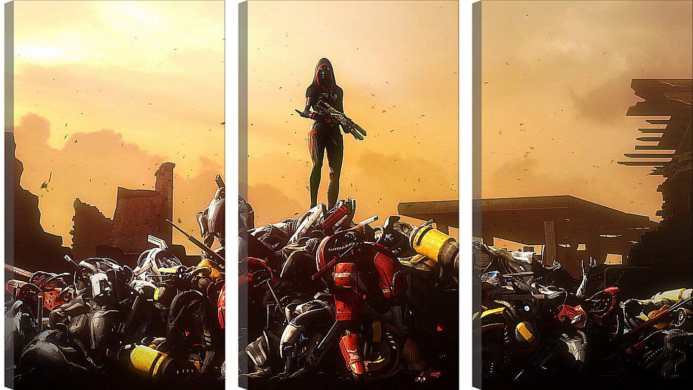 Модульная картина - mass effect, soldier, robots

