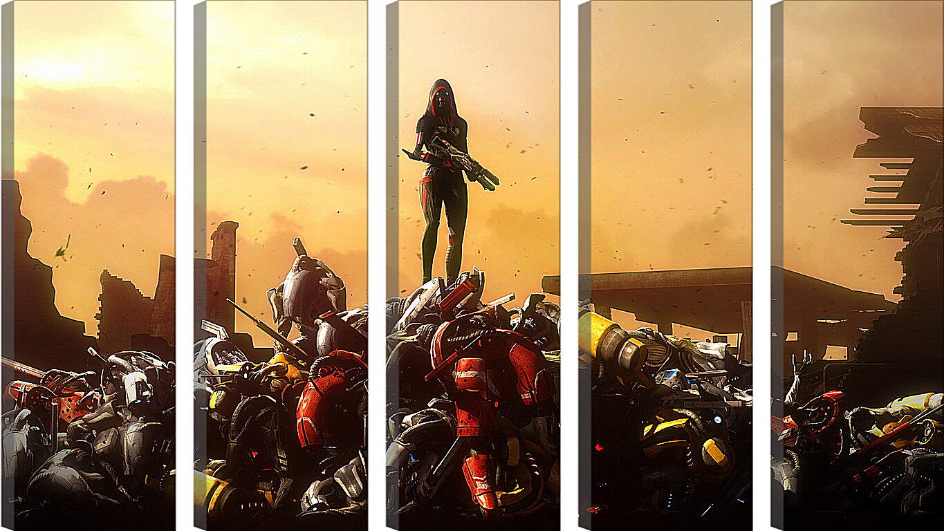 Модульная картина - mass effect, soldier, robots

