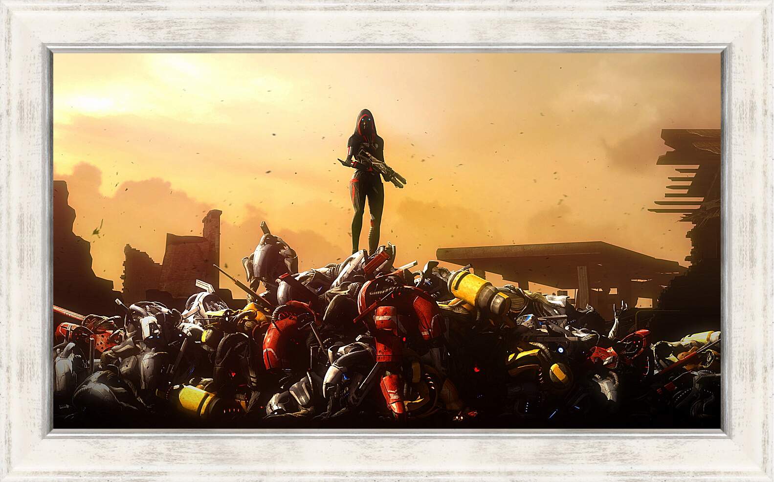 Картина в раме - mass effect, soldier, robots
