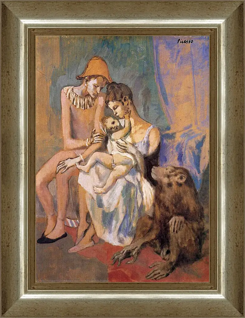 Картина в раме - Семья акробатов с обезьяной. Пабло Пикассо