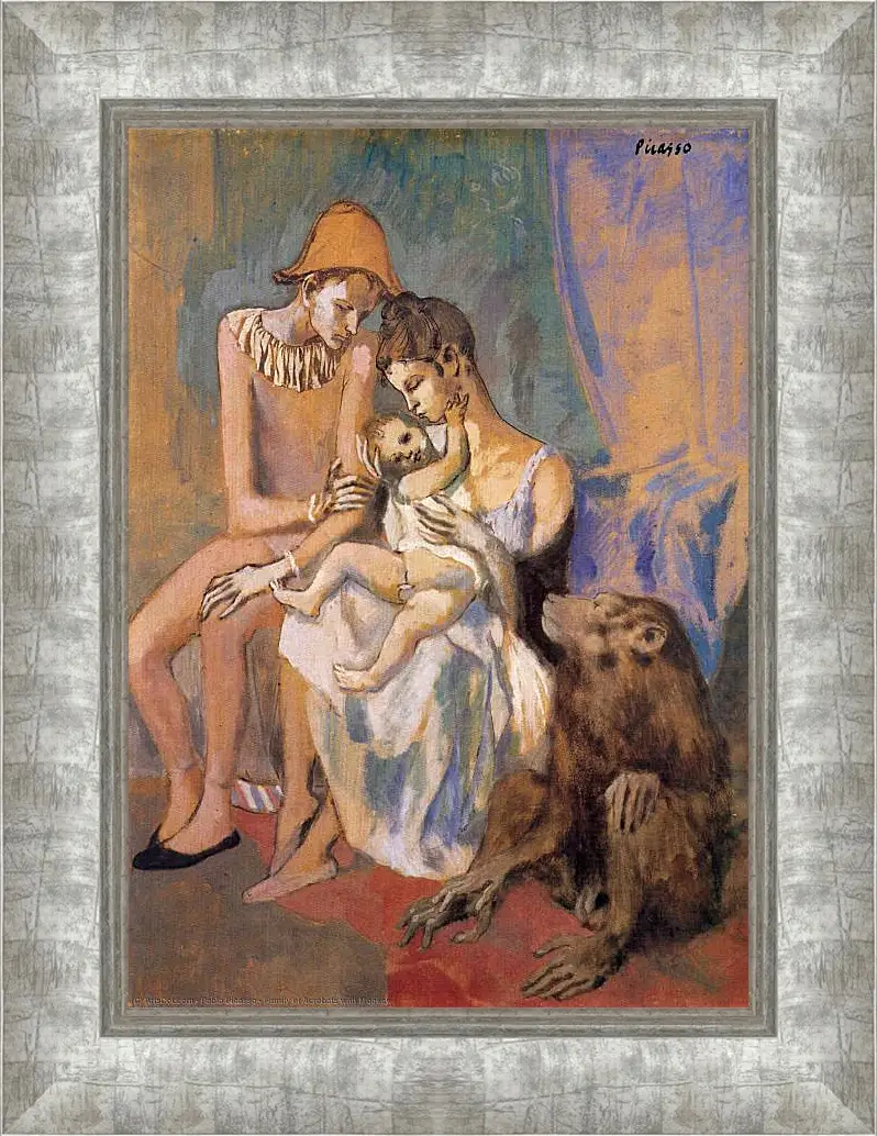 Картина в раме - Семья акробатов с обезьяной. Пабло Пикассо