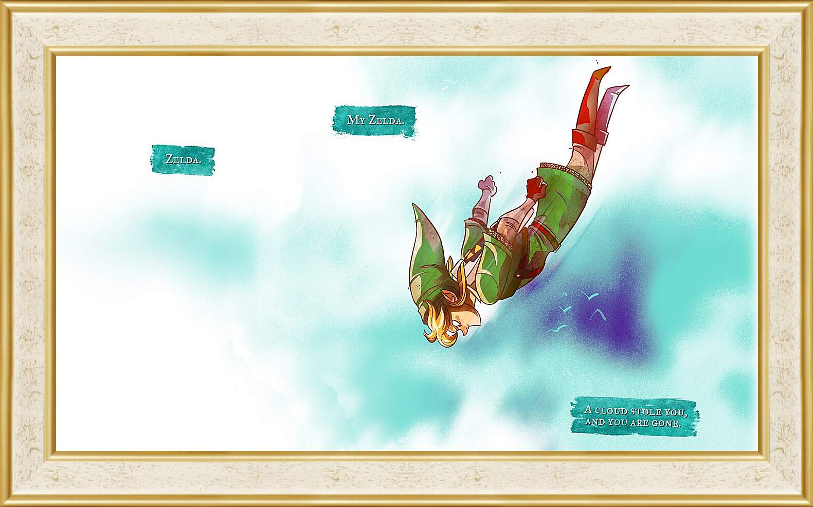 Картина в раме - the legend of zelda, jump, elf
