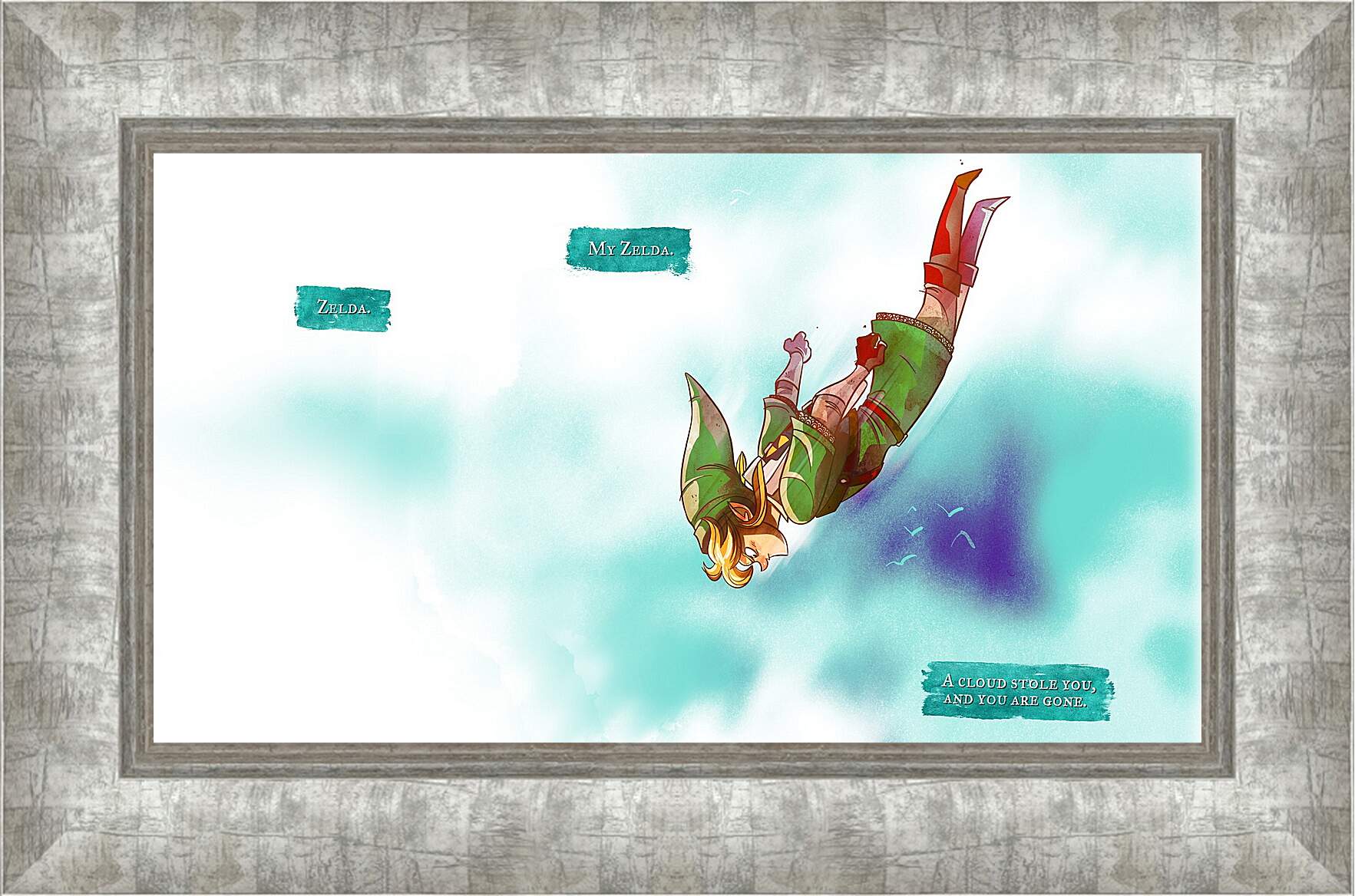 Картина в раме - the legend of zelda, jump, elf
