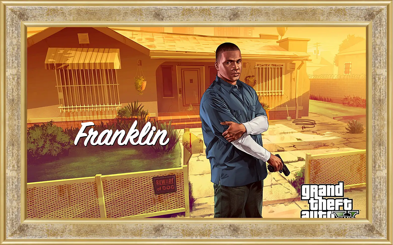 Картина в раме - clinton, franklin, grand theft auto v
