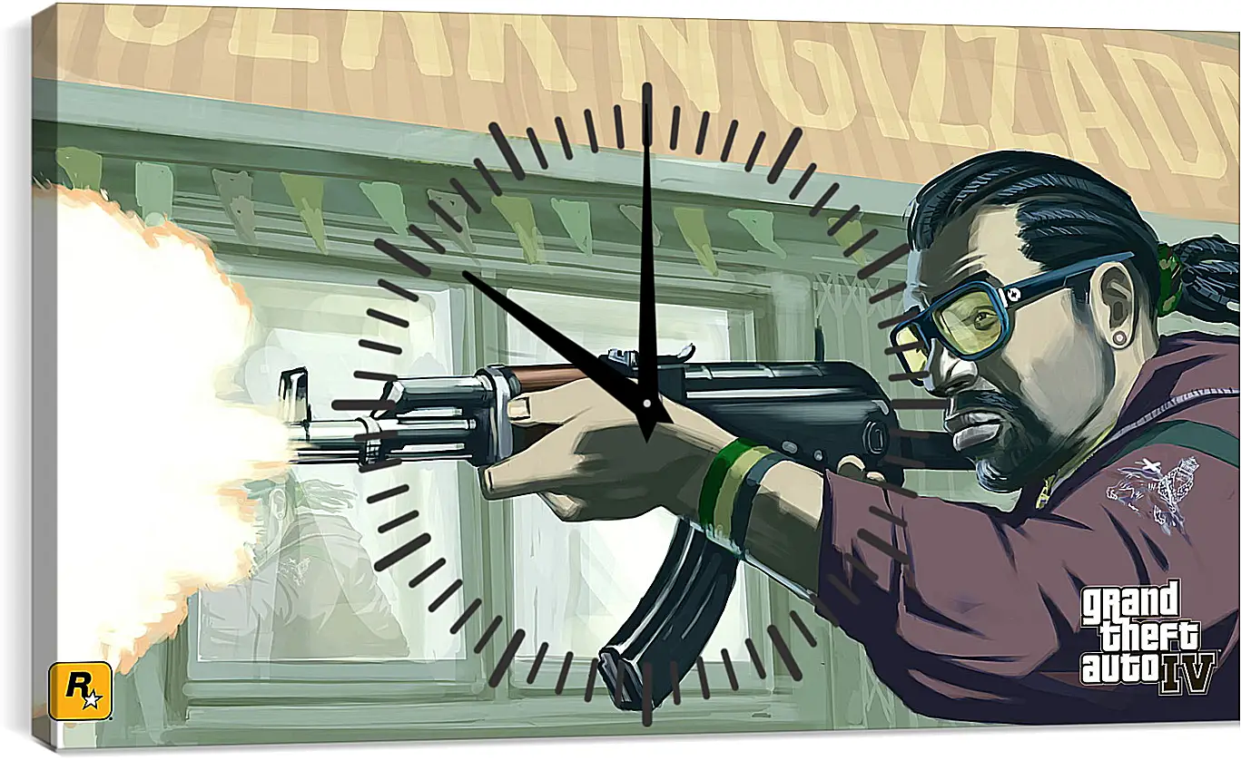 Часы картина - assault, man, gun
