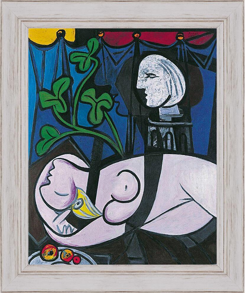 Картина в раме - Обнажённая, зелёные листья и бюст. Пабло Пикассо
