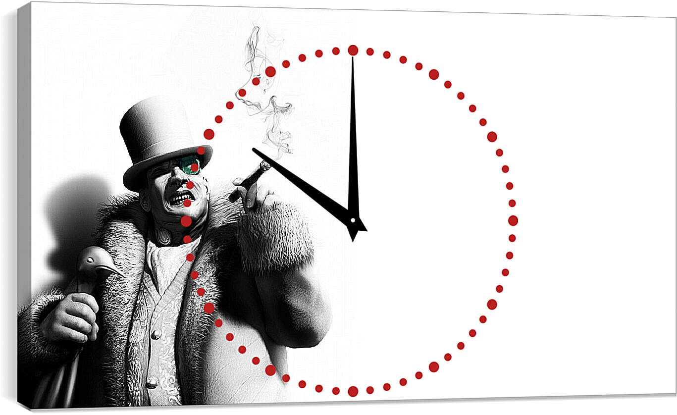 Часы картина - batman arkham city, penguins, cigar
