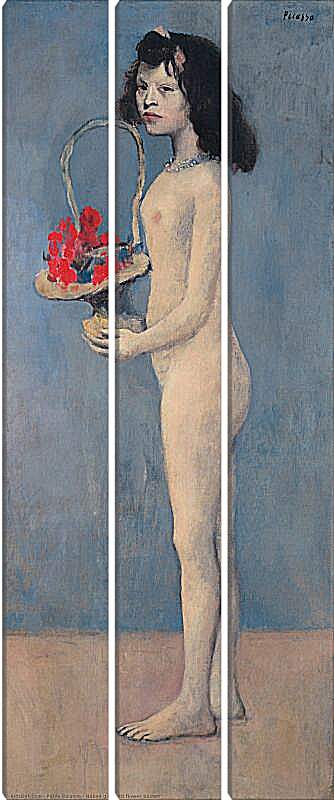 Модульная картина - Молодая девушка с цветочной корзиной. Пабло Пикассо
