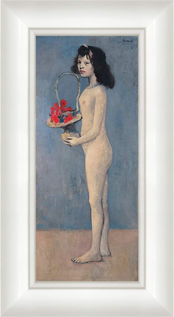 Картина в раме - Молодая девушка с цветочной корзиной. Пабло Пикассо
