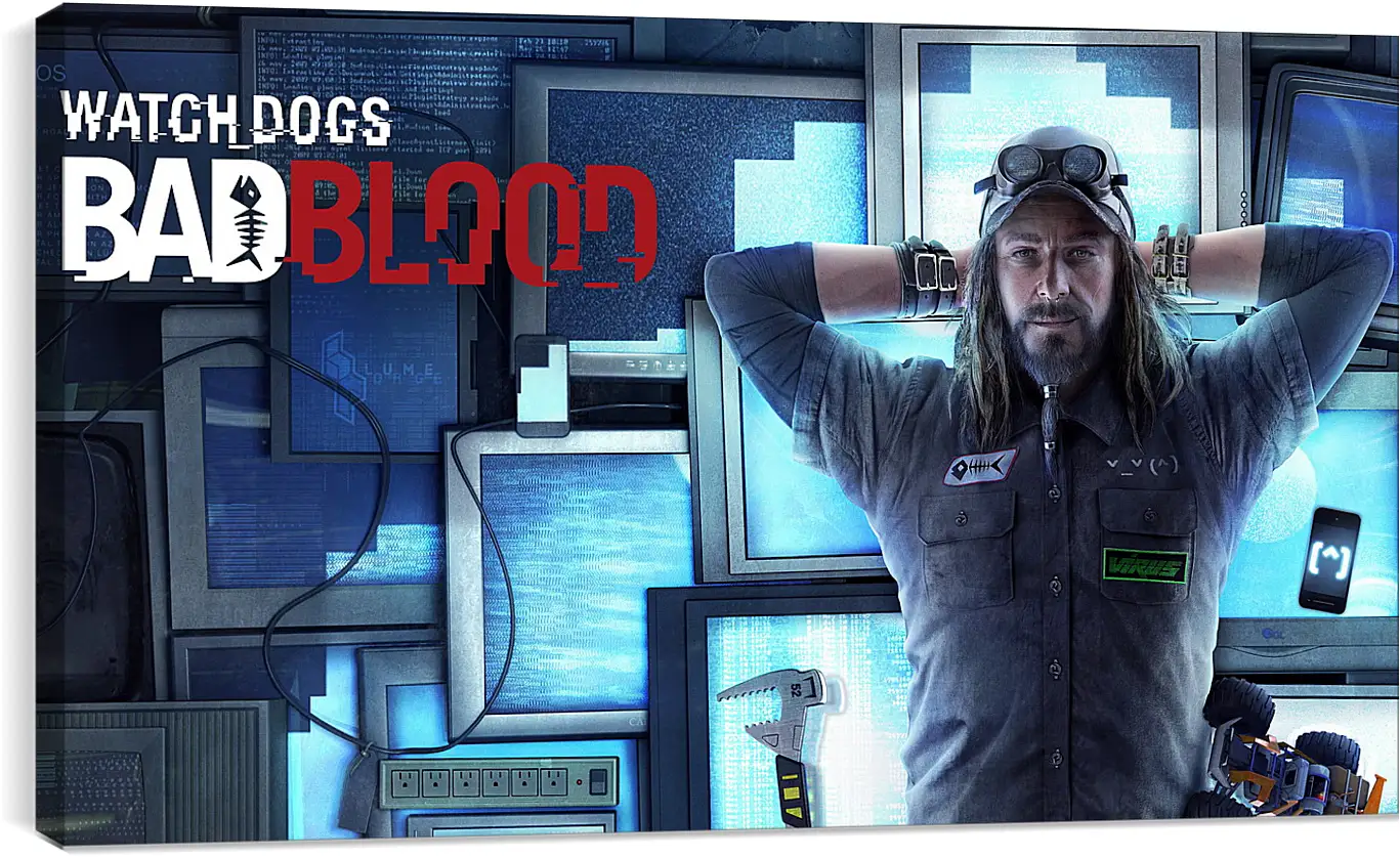 Постер и плакат - watch dogs bad blood, monitors, man