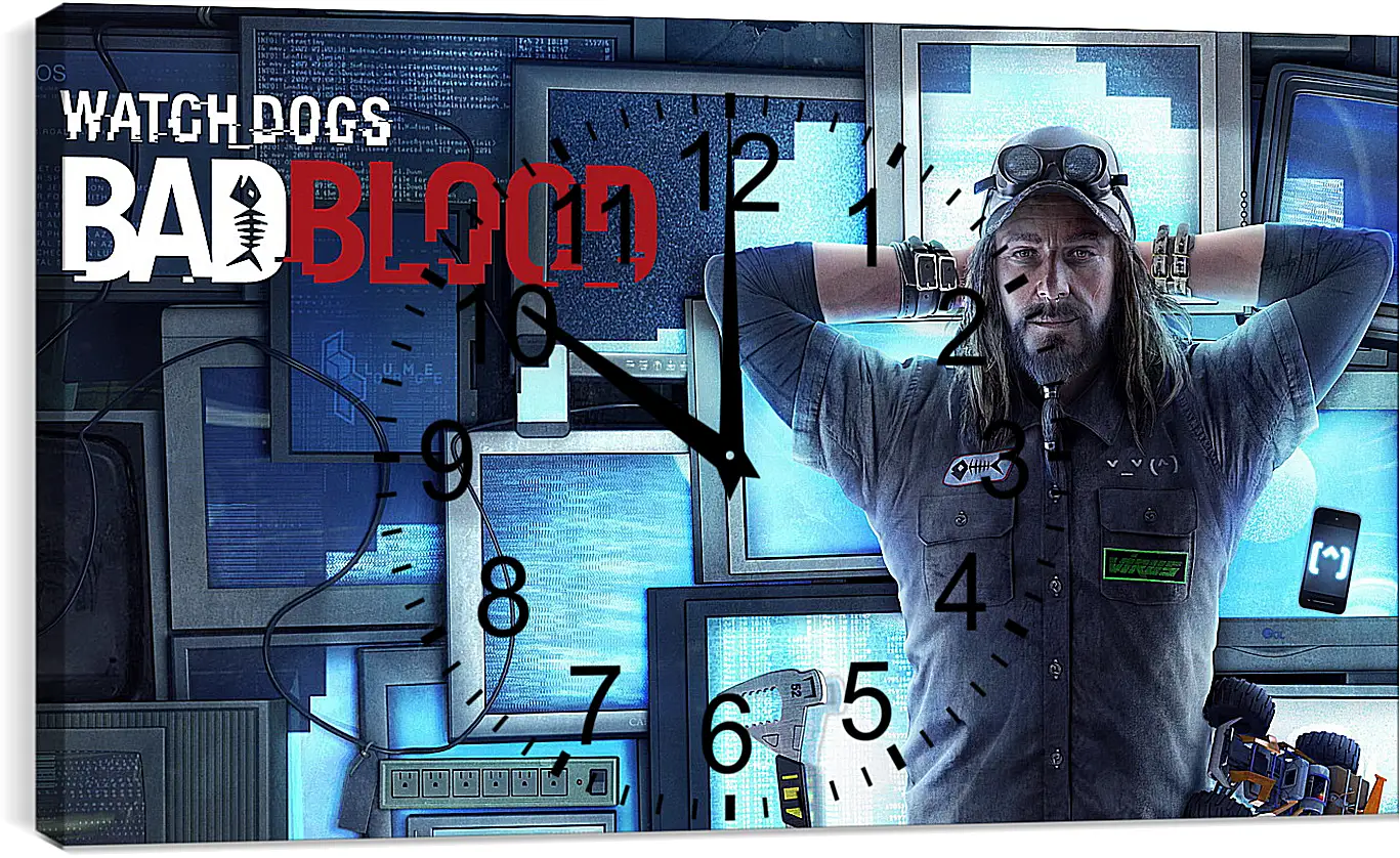 Часы картина - watch dogs bad blood, monitors, man