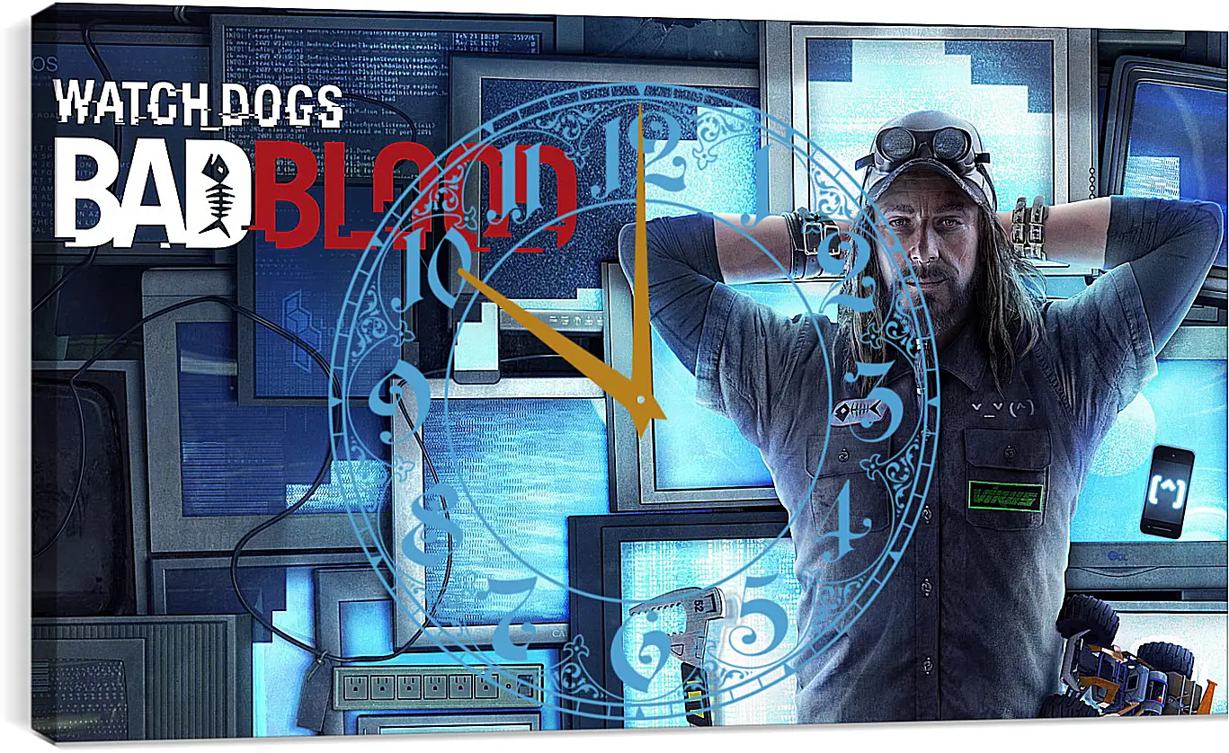 Часы картина - watch dogs bad blood, monitors, man