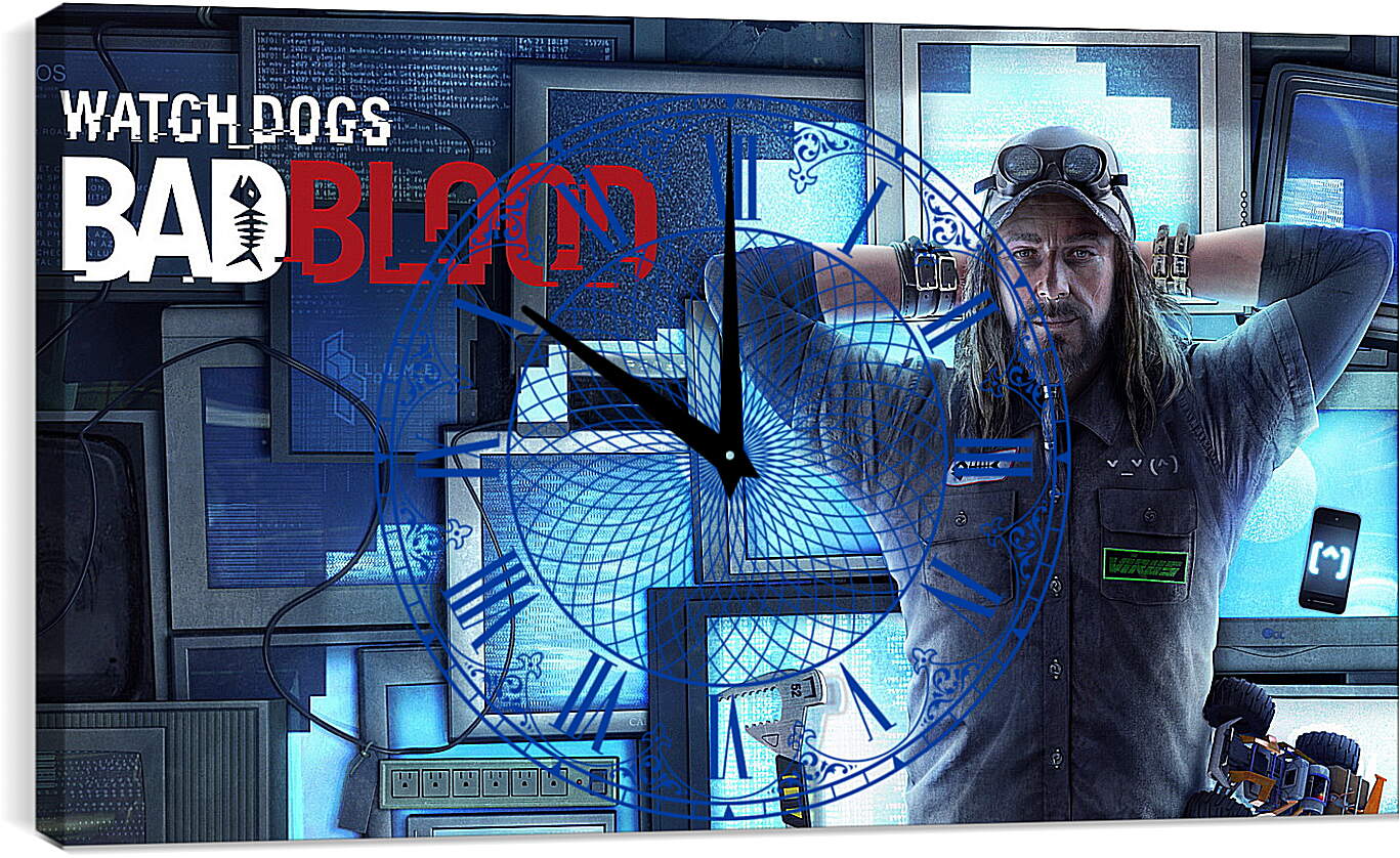 Часы картина - watch dogs bad blood, monitors, man