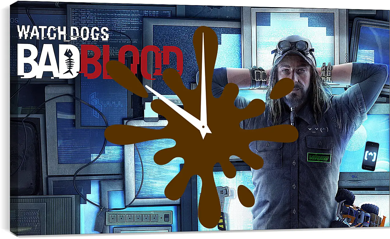 Часы картина - watch dogs bad blood, monitors, man