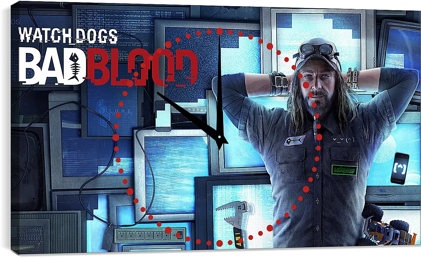 Часы картина - watch dogs bad blood, monitors, man