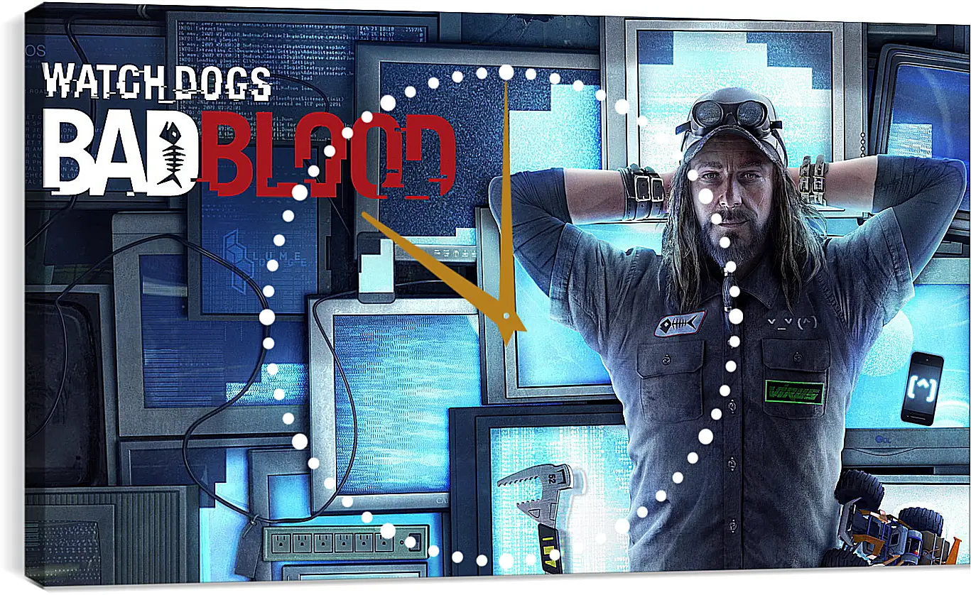 Часы картина - watch dogs bad blood, monitors, man