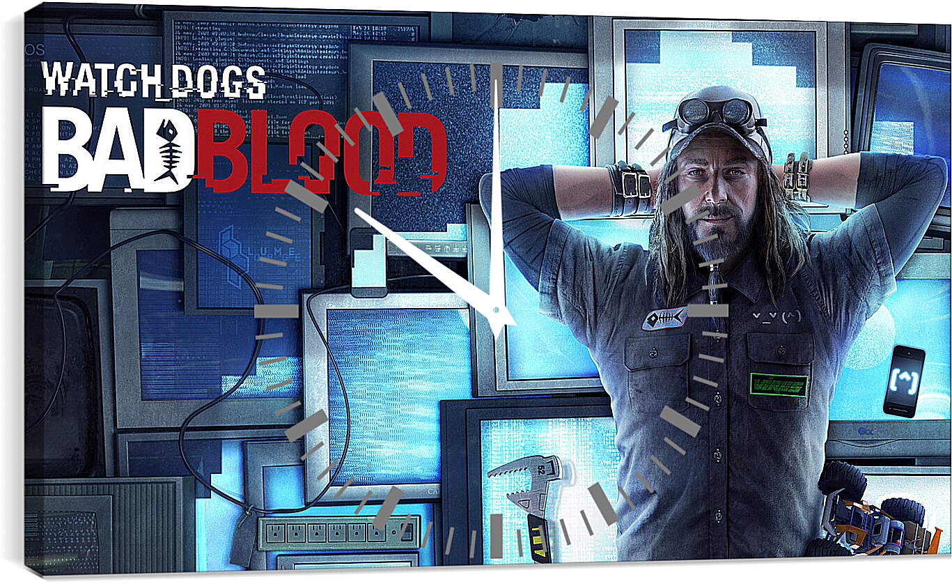 Часы картина - watch dogs bad blood, monitors, man