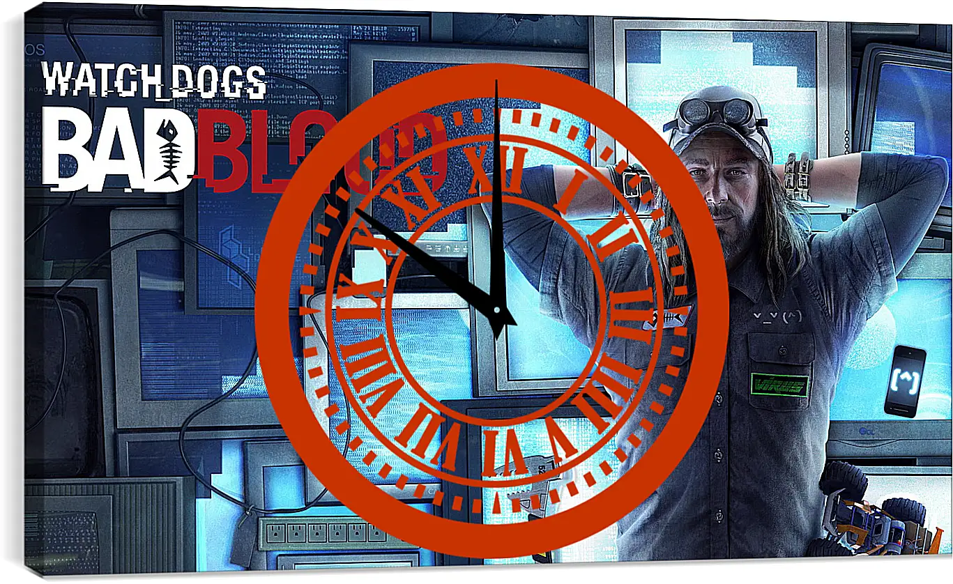 Часы картина - watch dogs bad blood, monitors, man