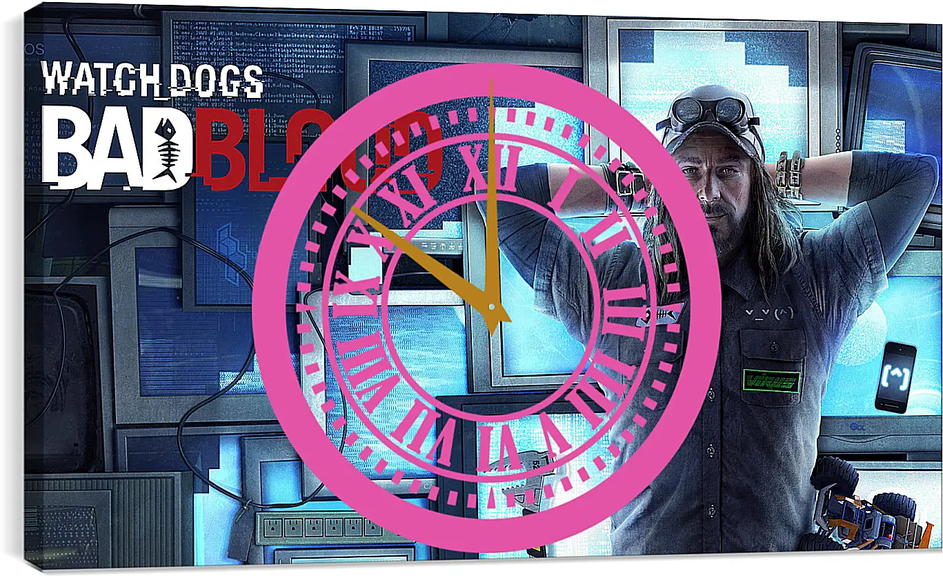 Часы картина - watch dogs bad blood, monitors, man