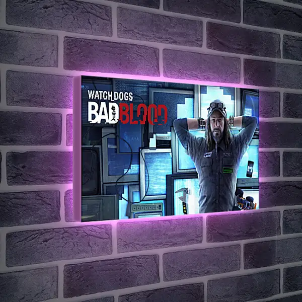 Лайтбокс световая панель - watch dogs bad blood, monitors, man