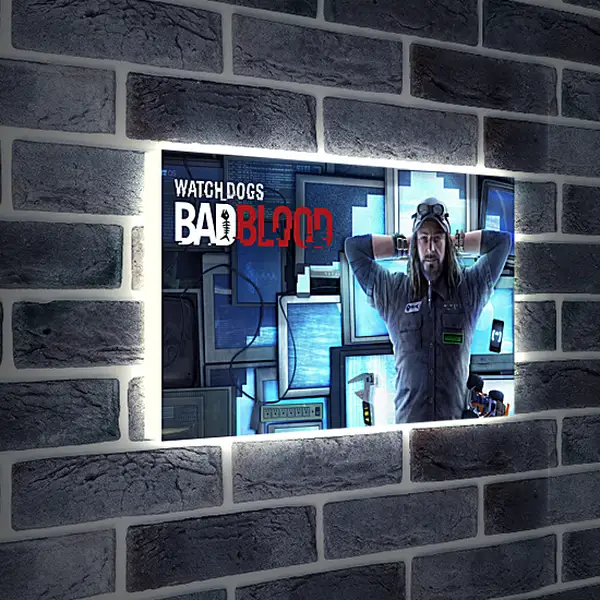 Лайтбокс световая панель - watch dogs bad blood, monitors, man