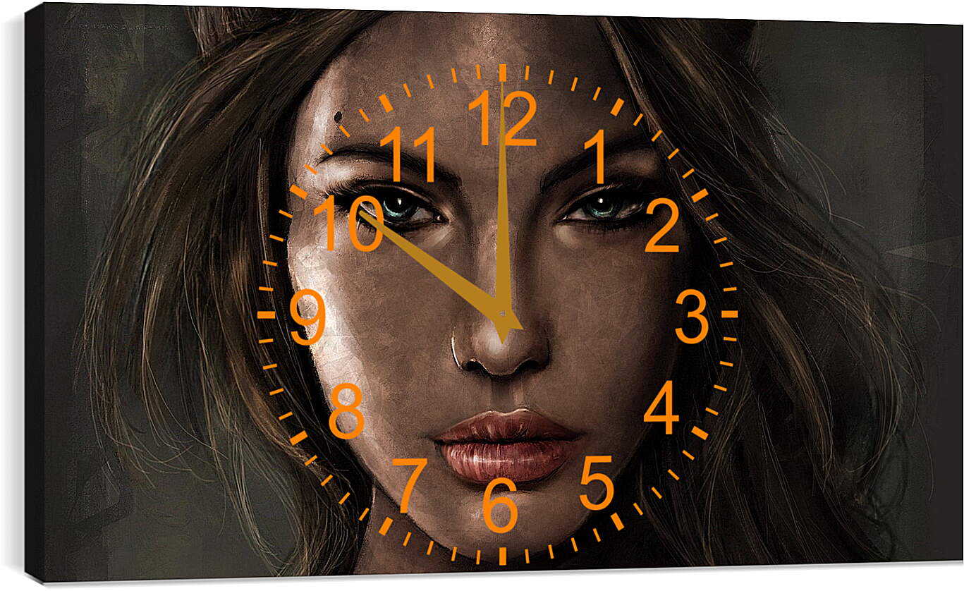 Часы картина - lara croft, tomb raider, face